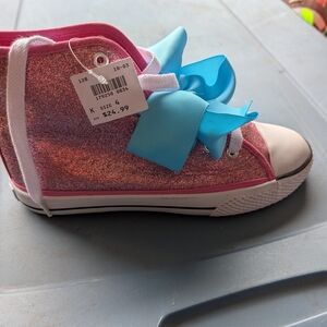 JoJo Siwa Pink High-Top Sneakers with Glitter and Bow